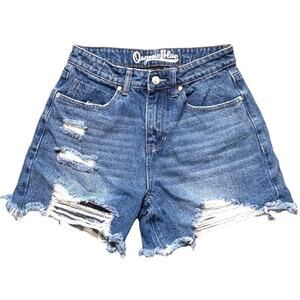 Mom Shorts Denim Size 2 Distressed Raw Hem